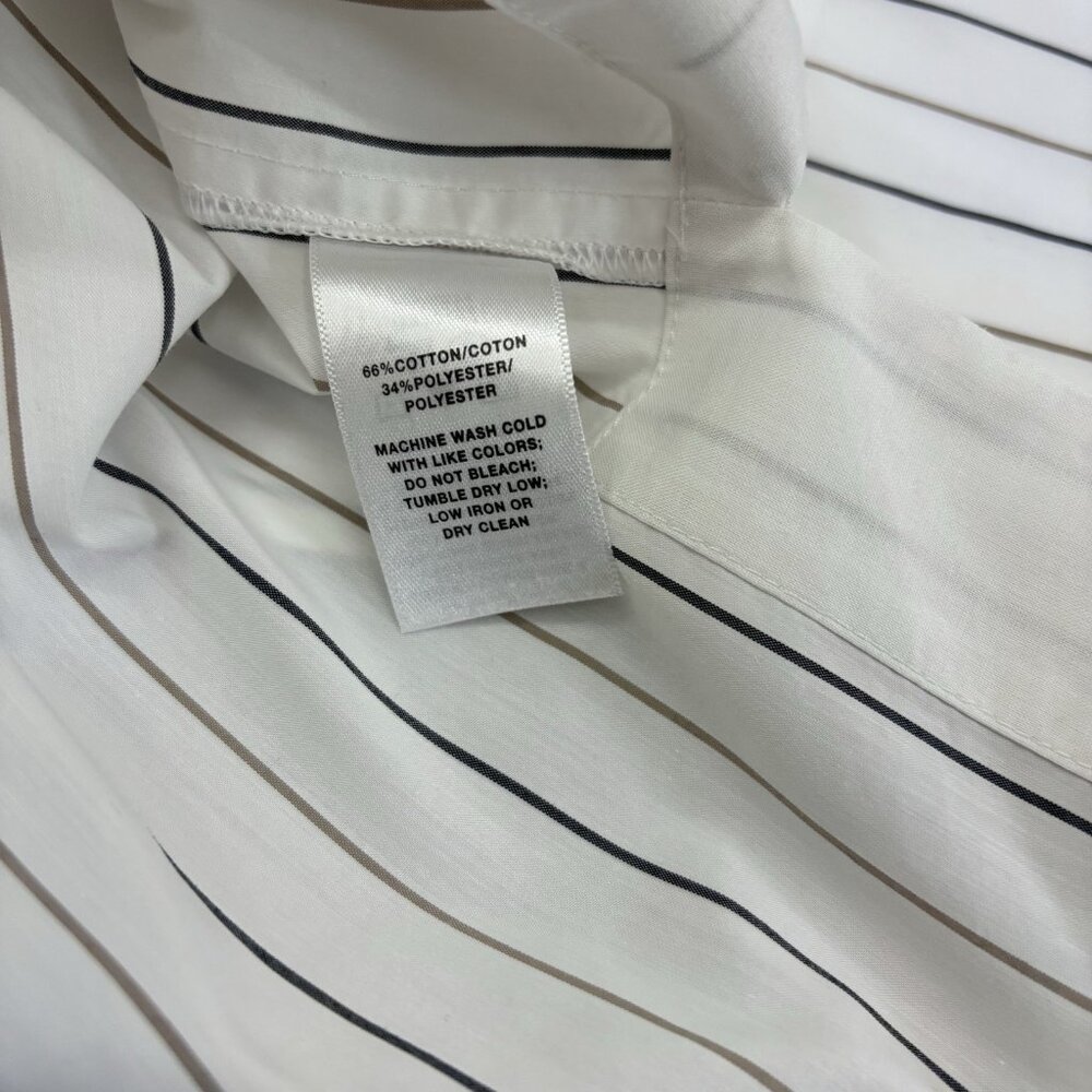 Lafayette 148 Womens SZ Large Button Up 3/4 Sleeve Striped *Read* Professional - Picture 11 of 12